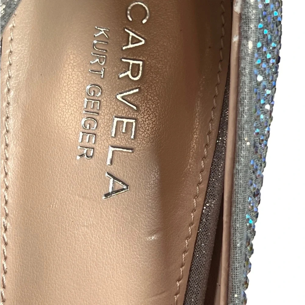 Carvela Kurt Geiger Silver Metallic Lovebird Crystal-embellished Satin Stilettos - Picture 3 of 10
